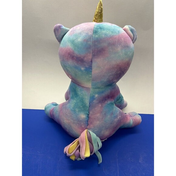 Caticorn Unicorn 2 Scoops 14" Tye Tie Dye Stuffed Plush Embroidered Eyes - Picture 2 of 6